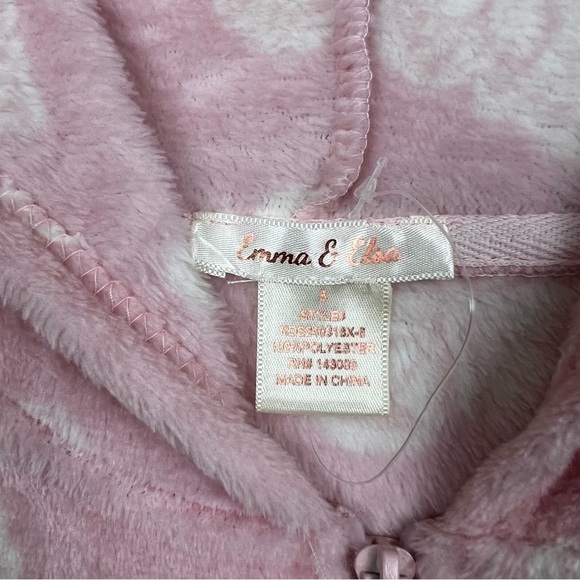 Emma & Elsa Little Girls Butterfly Print Fleece Zip-up Hoodie with Ears - Size 5 - Picture 3 of 3